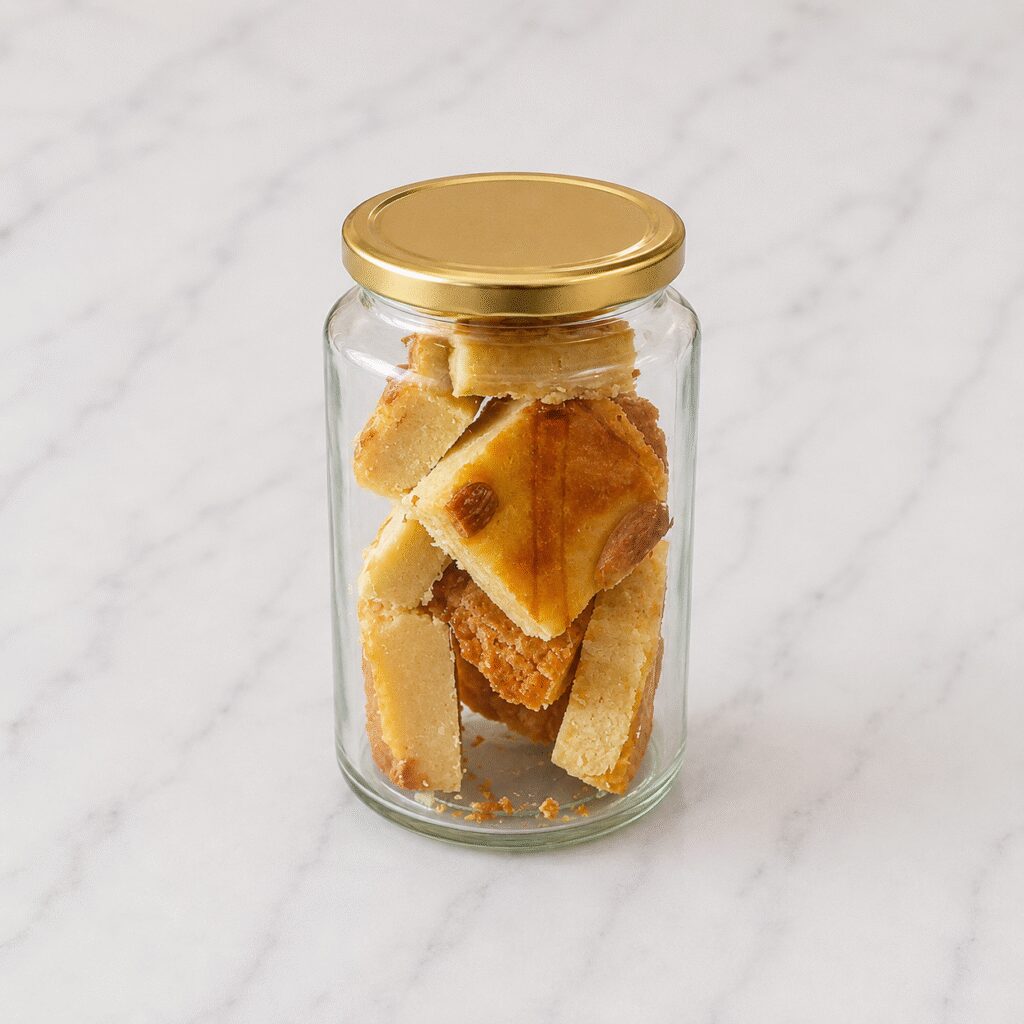 Boterkoek blokjes in pot